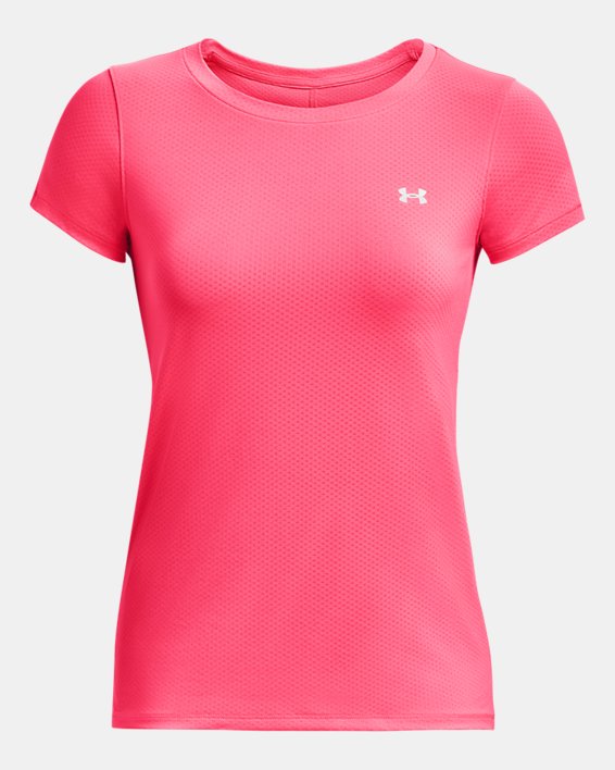 เสื้อแขนสั้น HeatGear® Armour สำหรับผู้หญิง in Pink image number 4